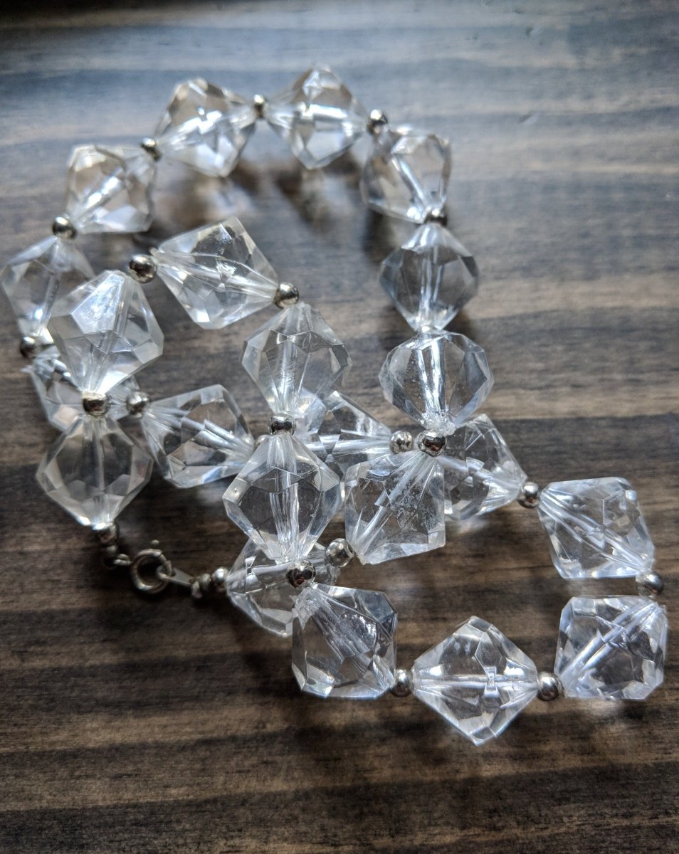 Clear Beaded Necklace - Dirty30 Vintage