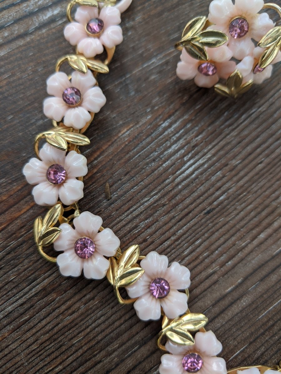 Coro Flower Necklace + Earring Set - Dirty30 Vintage