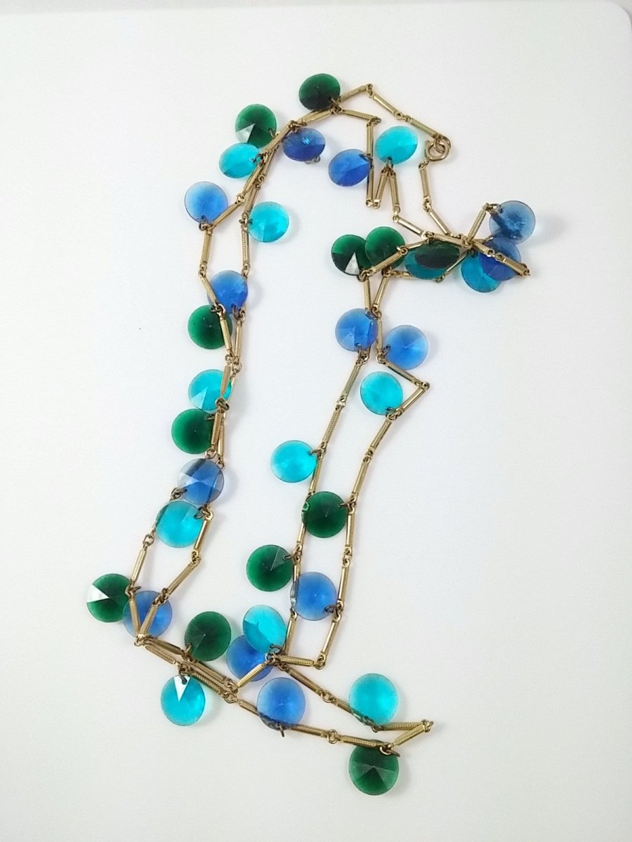 Disc Necklace Blue + Green - Dirty30 Vintage