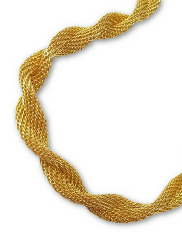 Vintage 70s 24" Necklace Gold Tone Twisted Mesh
