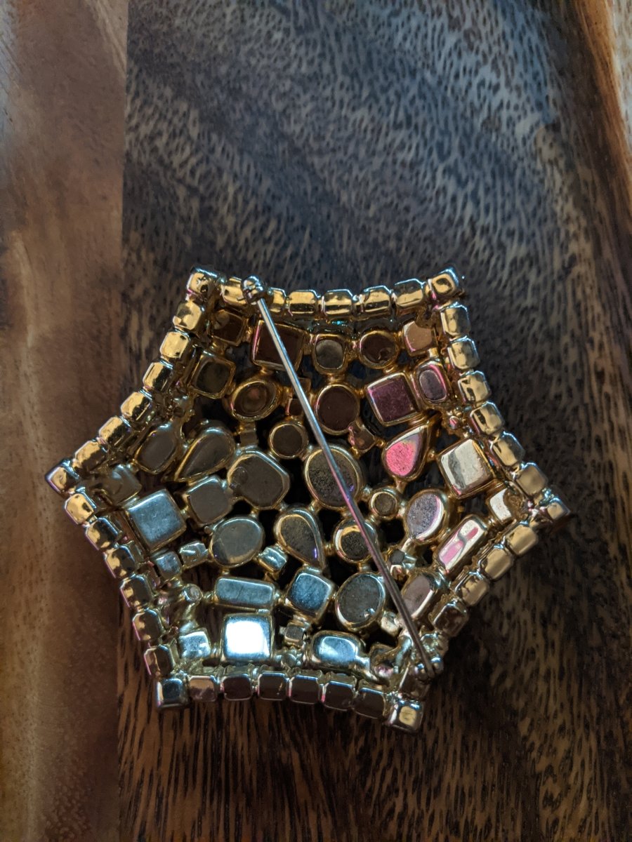 Domed Fruit Salad Rhinestone Brooch - Dirty30 Vintage