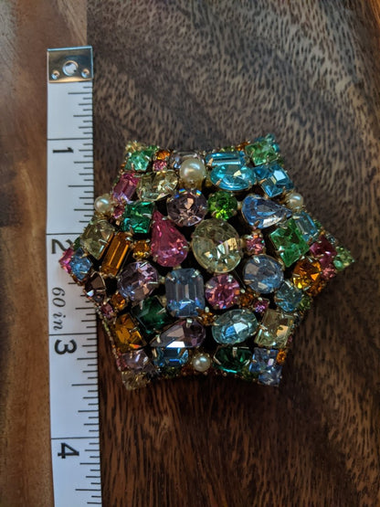 Domed Fruit Salad Rhinestone Brooch - Dirty30 Vintage