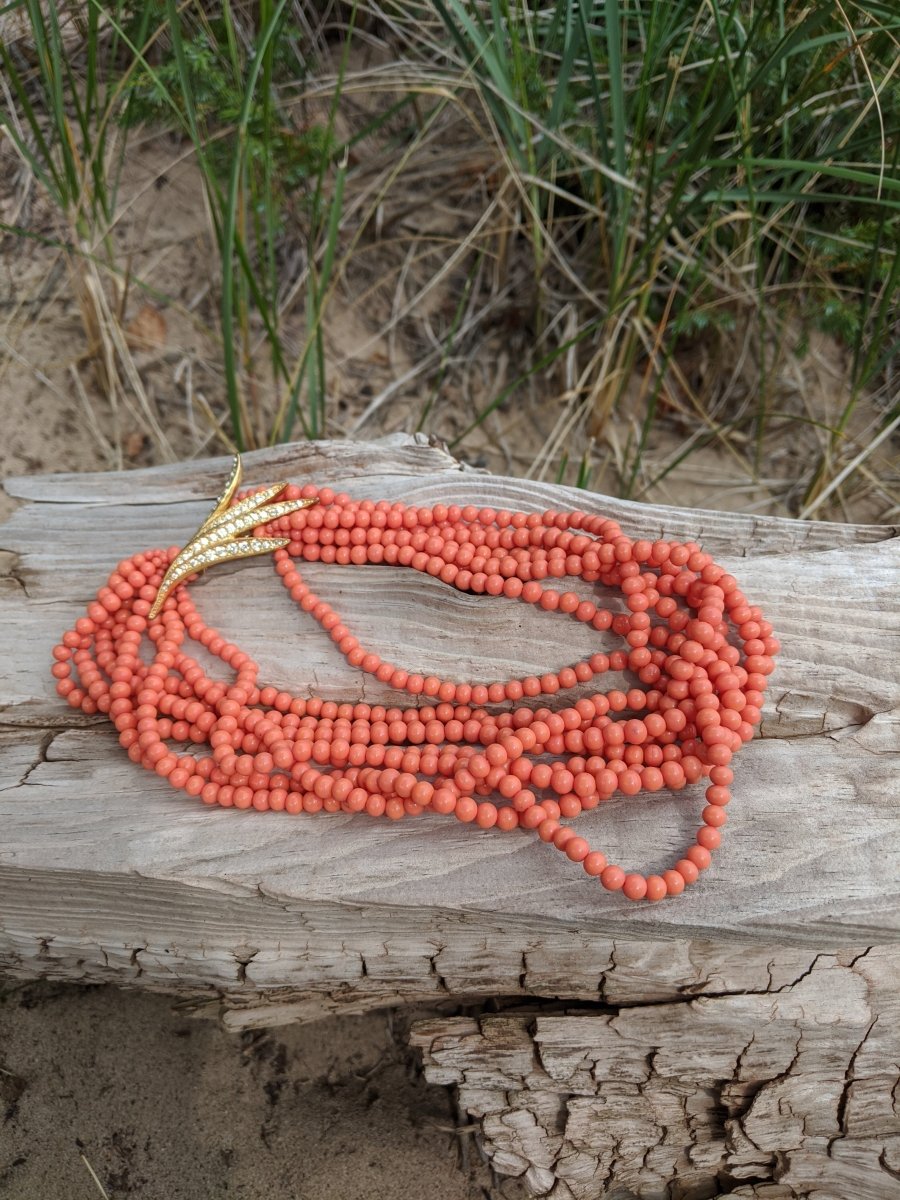 Faux Coral Beaded Necklace - Dirty30 Vintage