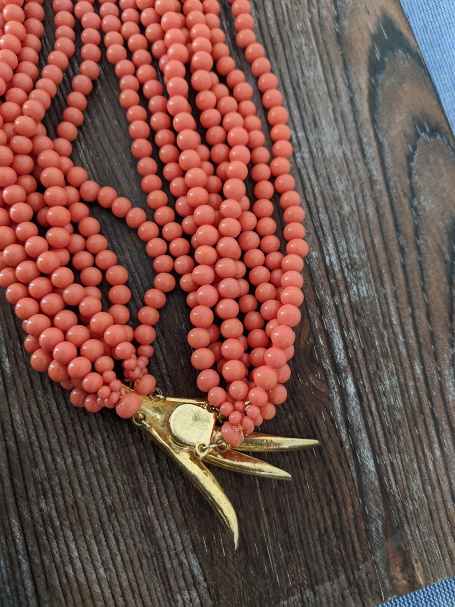 Faux Coral Beaded Necklace - Dirty30 Vintage