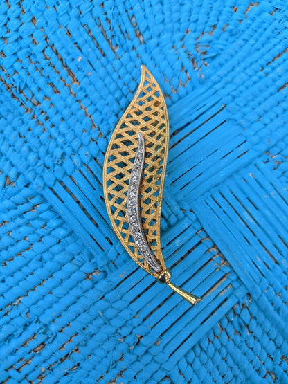 Jj Open Work Leaf Brooch - Dirty30 Vintage