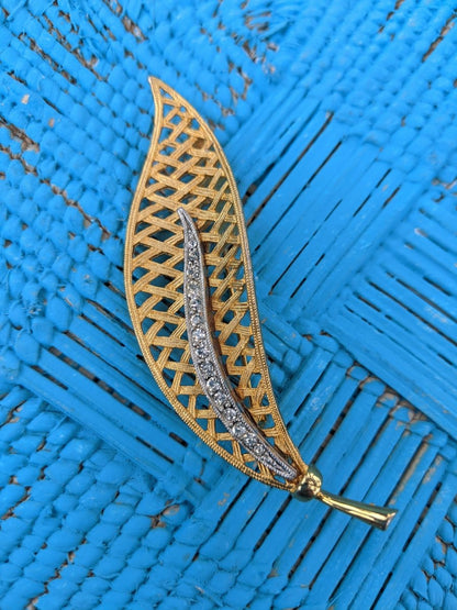 Jj Open Work Leaf Brooch - Dirty30 Vintage
