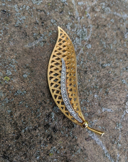 Jj Open Work Leaf Brooch - Dirty30 Vintage