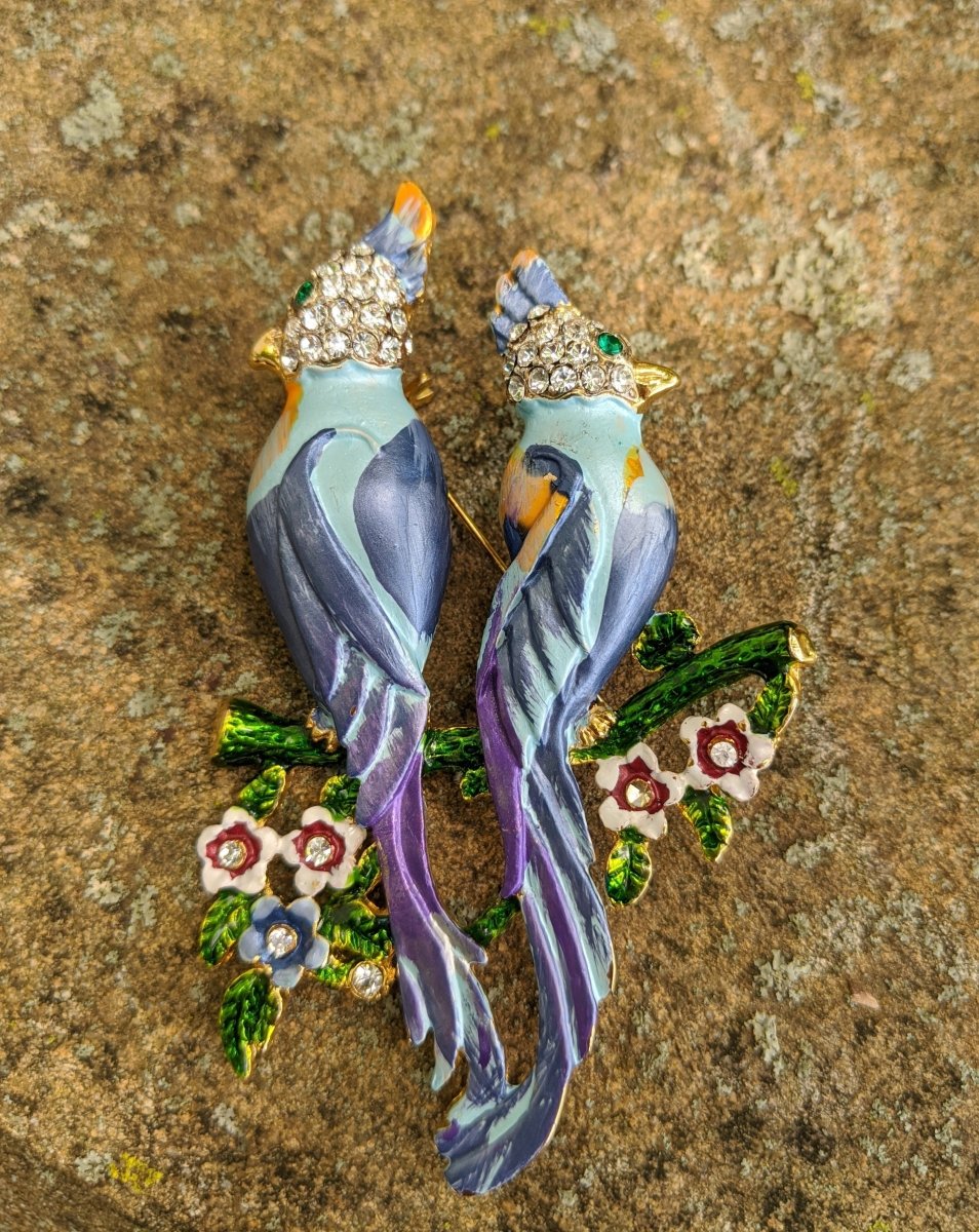 "Love Birds On A Branch" Brooch - Dirty30 Vintage