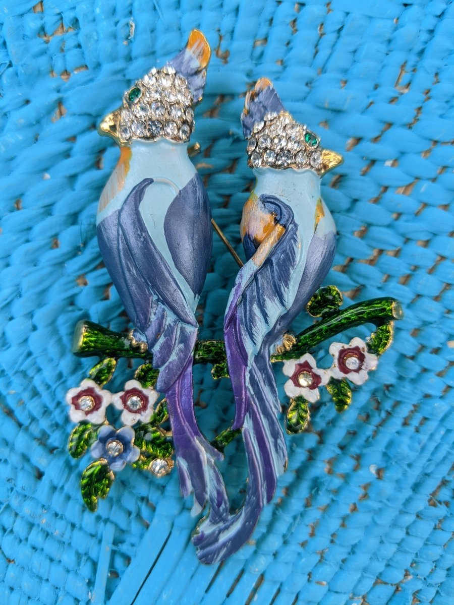 "Love Birds On A Branch" Brooch - Dirty30 Vintage