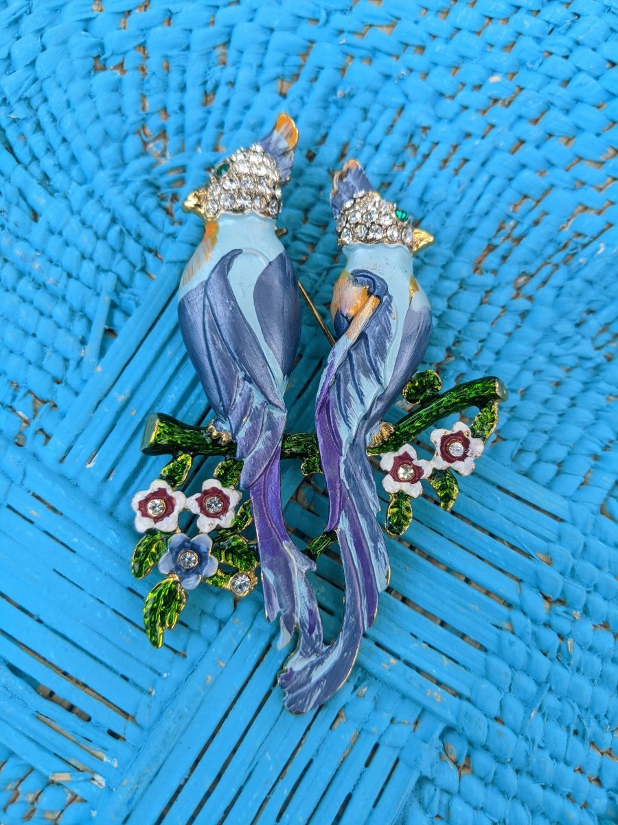 "Love Birds On A Branch" Brooch - Dirty30 Vintage