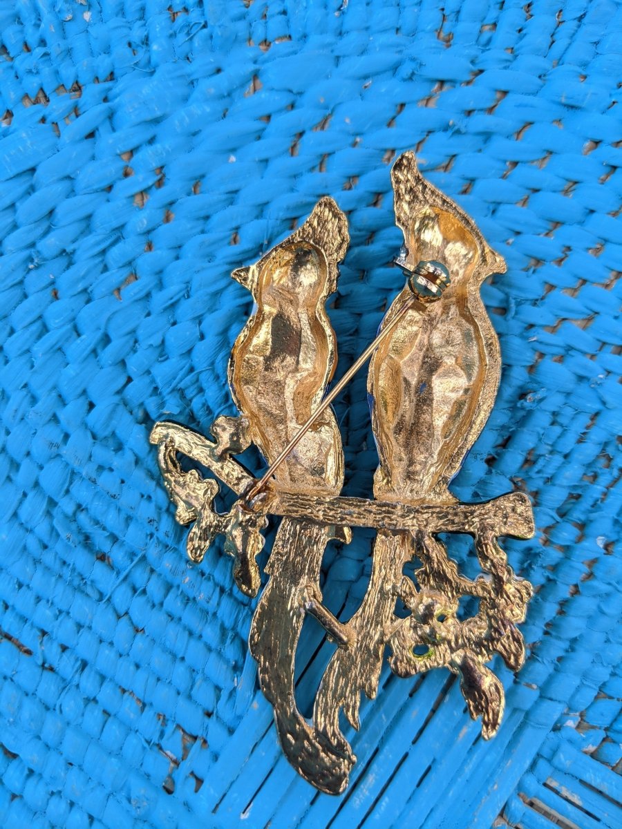 "Love Birds On A Branch" Brooch - Dirty30 Vintage
