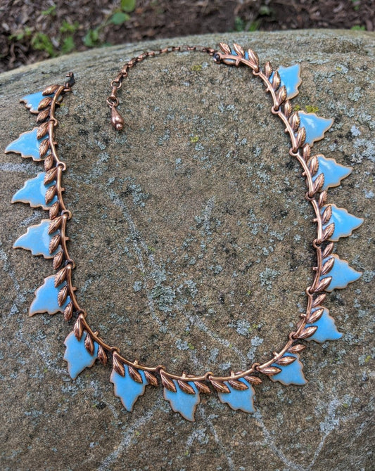 Matisse Blue + Copper Leaf Necklace - Dirty30 Vintage
