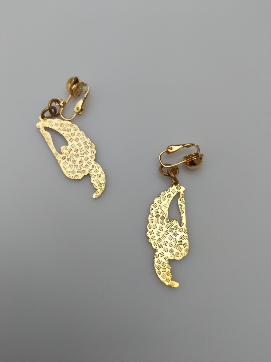 Peacock in Flight Earrings - clip back - Dirty30 Vintage