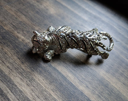 RAWR! Tiger/ Panther Silver Tone with Clear & Black Rhinestone - Dirty30 Vintage