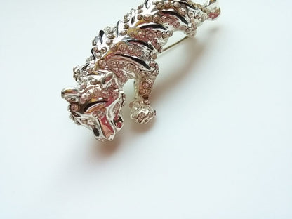 RAWR! Tiger/ Panther Silver Tone with Clear & Black Rhinestone - Dirty30 Vintage