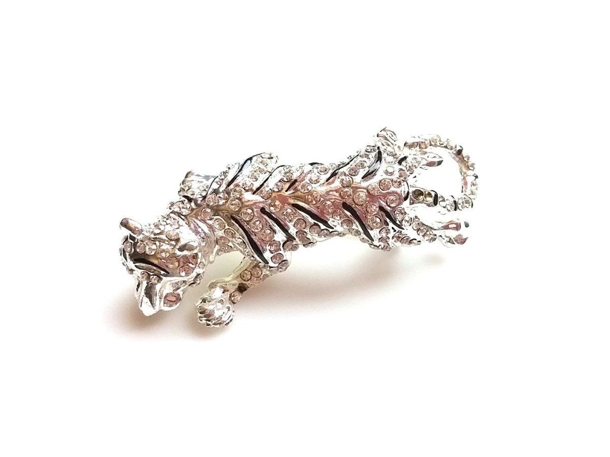 RAWR! Tiger/ Panther Silver Tone with Clear & Black Rhinestone - Dirty30 Vintage