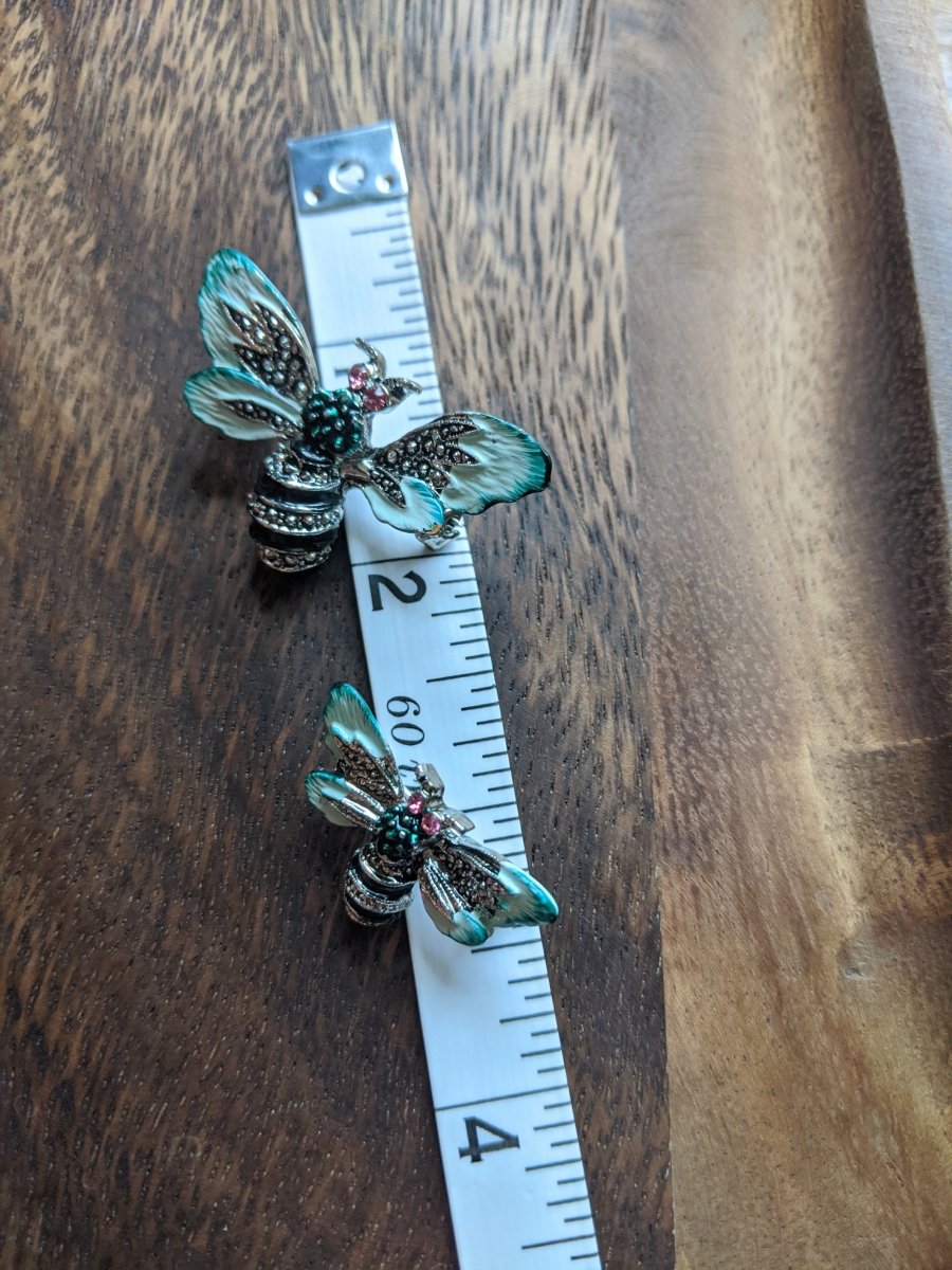 Rhinestone Bee Brooch Pair - Dirty30 Vintage