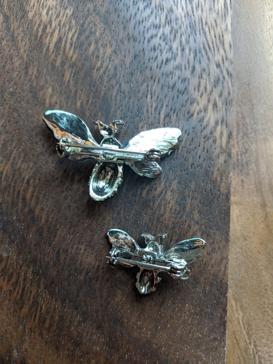 Rhinestone Bee Brooch Pair - Dirty30 Vintage