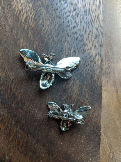 Rhinestone Bee Brooch Pair - Dirty30 Vintage