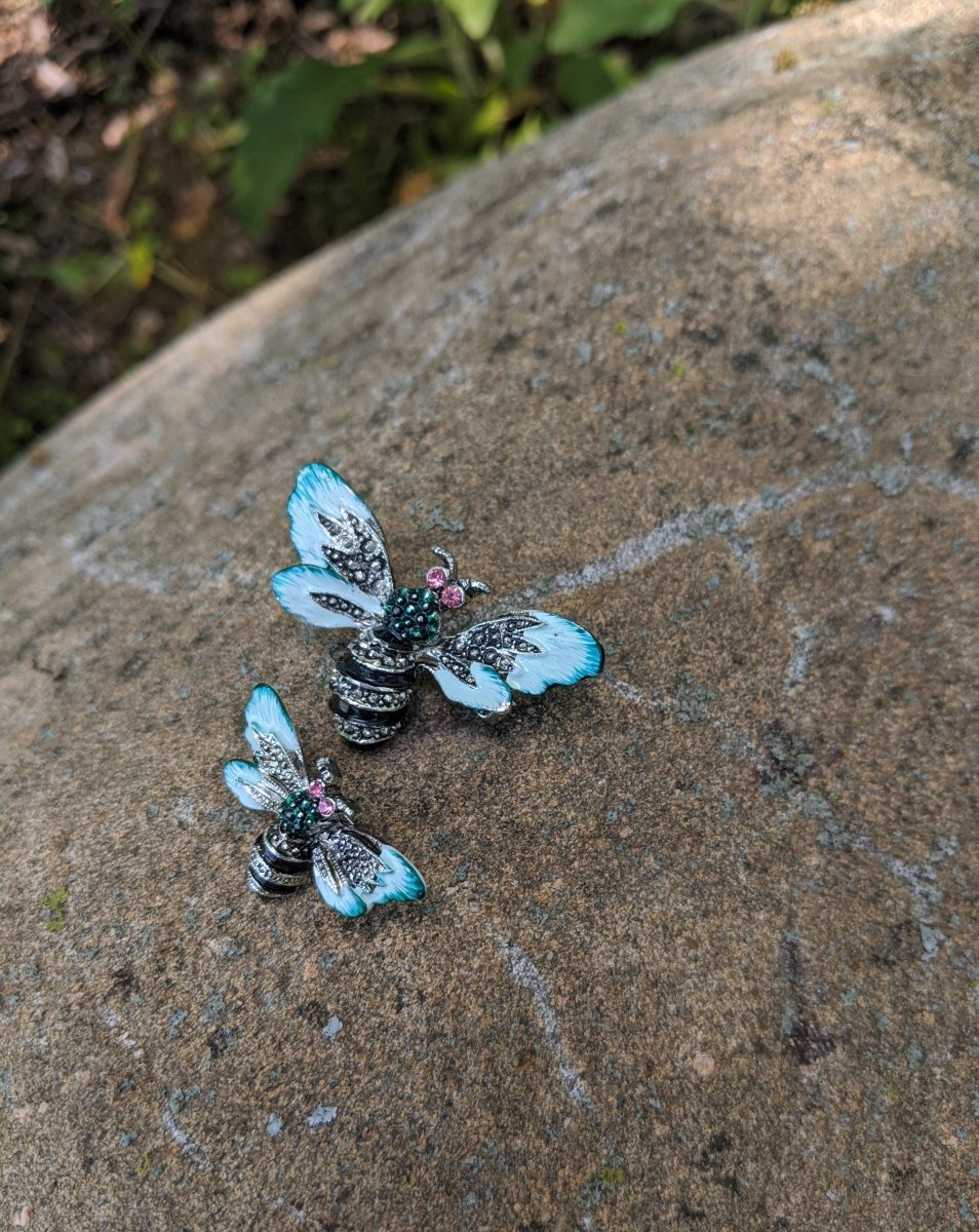 Rhinestone Bee Brooch Pair - Dirty30 Vintage