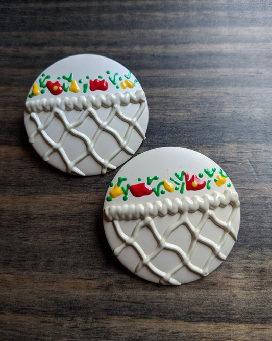 Round Basket Weave Enamel Earrings - Dirty30 Vintage