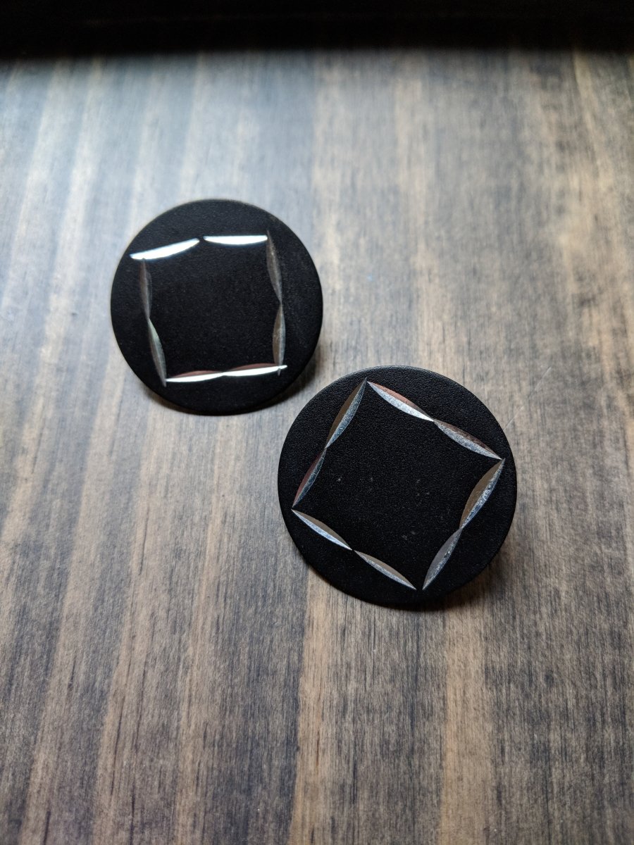 Round Black Silver Cut Earrings - Dirty30 Vintage