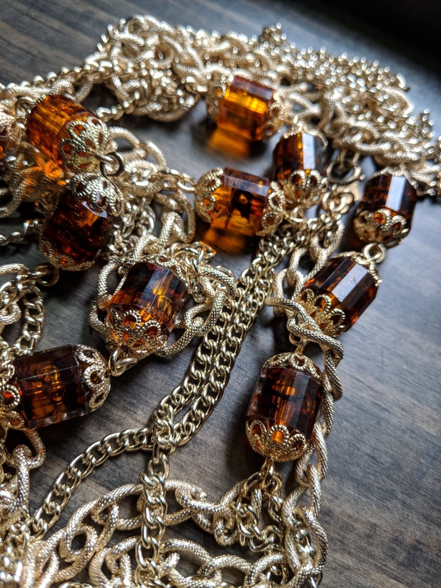 Sarah Coventry Vintage "Golden Lanterns" Necklace - Dirty30 Vintage