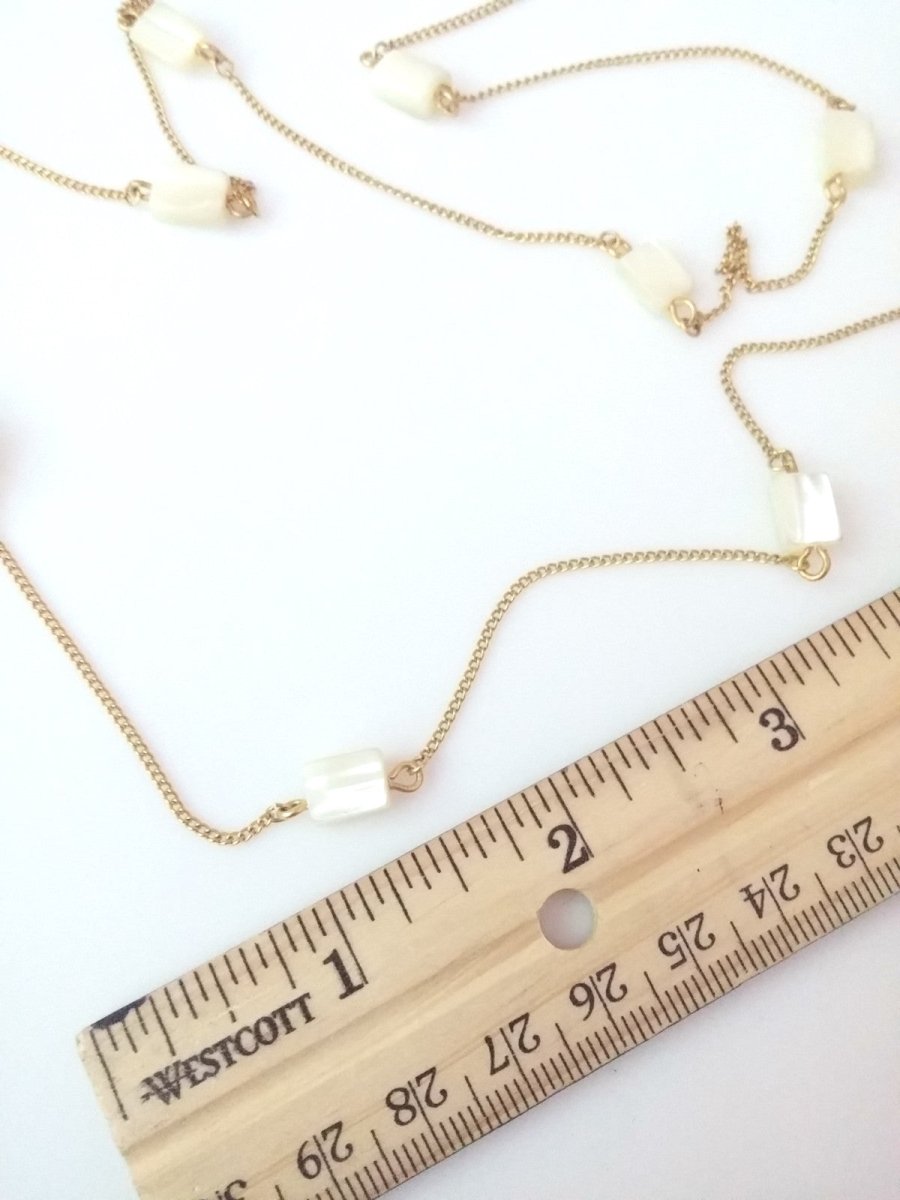Sweet Mother of Pearl Stationed Necklace - Dirty30 Vintage