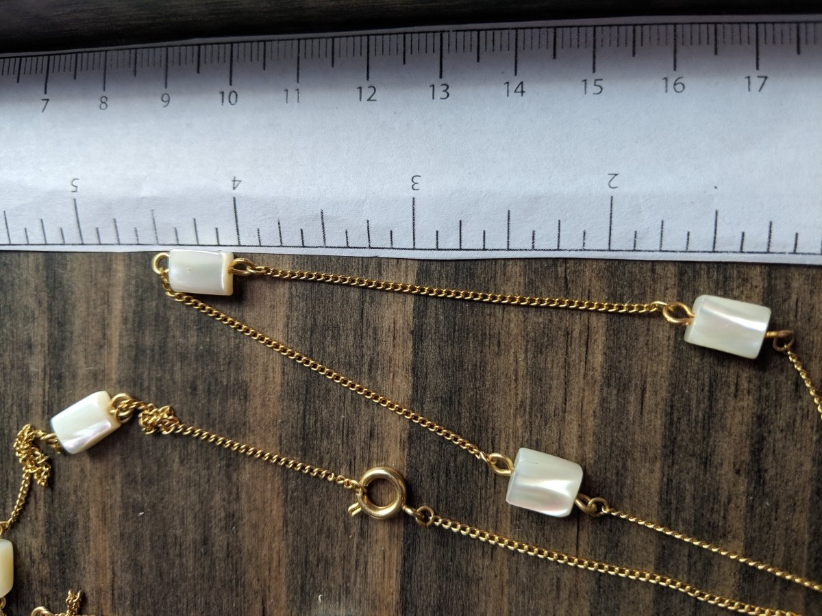 Sweet Mother of Pearl Stationed Necklace - Dirty30 Vintage