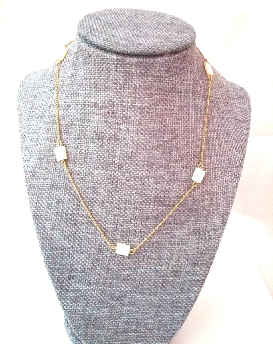 Sweet Mother of Pearl Stationed Necklace - Dirty30 Vintage