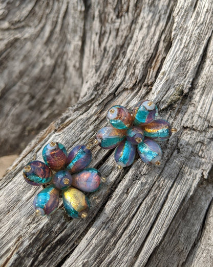 Venetian Foil Art Glass Earrings - Dirty30 Vintage