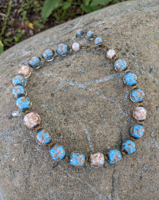 Venetian Murano Glass Aventurine Necklace - Dirty30 Vintage