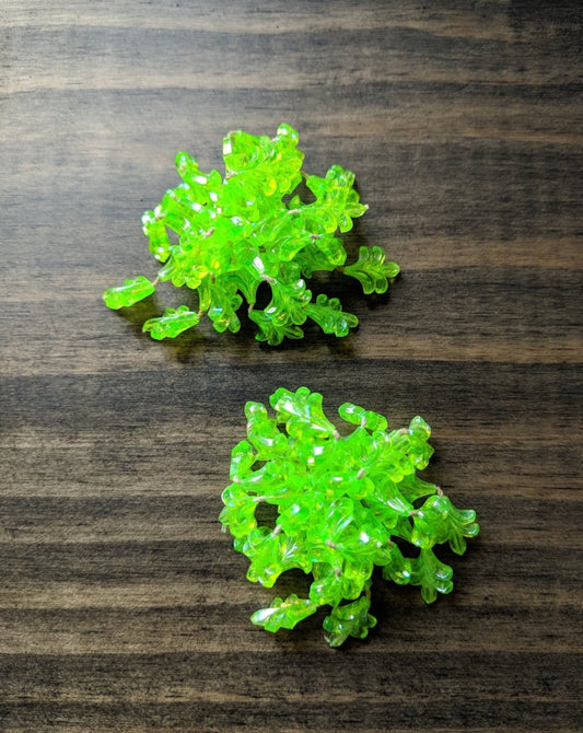 Vintage 1950s 60s Earrings Lime Green Iridescent Beaded Clip Back - Dirty30 Vintage