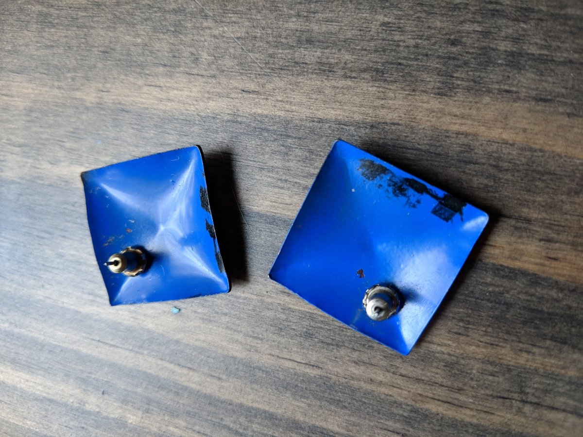 Vintage 1980s Blue & Black Square Earrings w Stars - Dirty30 Vintage