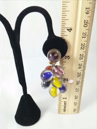 Vintage 50s 60s Earrings Glass Beads Dangle Multi Colored - Dirty30 Vintage