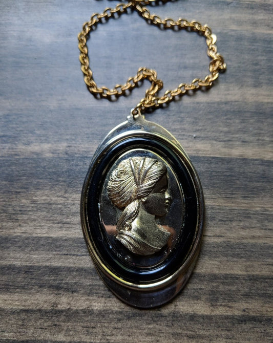 Vintage 70s Avon Large Silhouette Cameo Pendant - Dirty30 Vintage