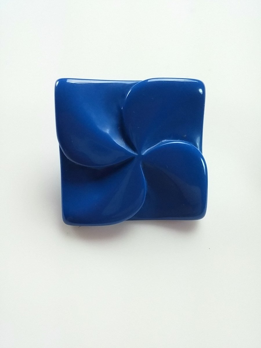 Vintage 80s Blue Earrings Bold Celluloid Post Back Square Statement Piece - Dirty30 Vintage