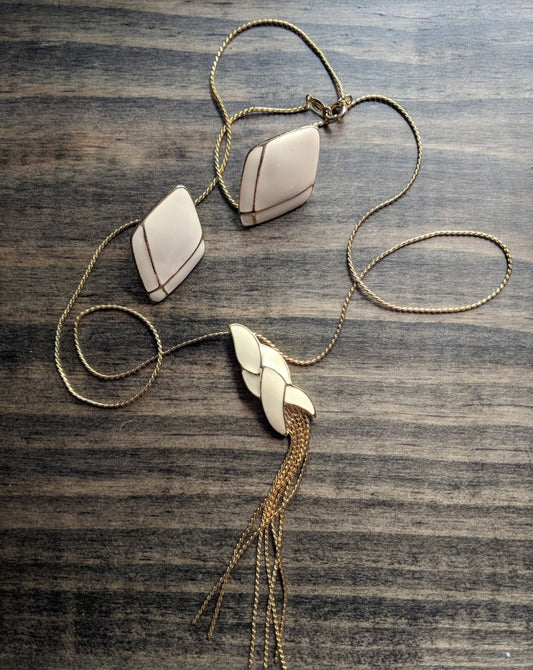 Vintage 80s Direction One Tassel Necklace & Un - Signed Earrings - Dirty30 Vintage