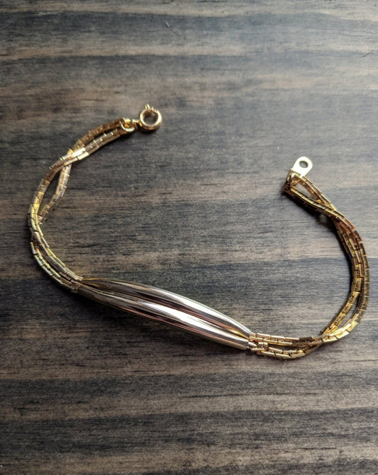 Vintage 80s Gold Tone Bar Bracelet - Dirty30 Vintage