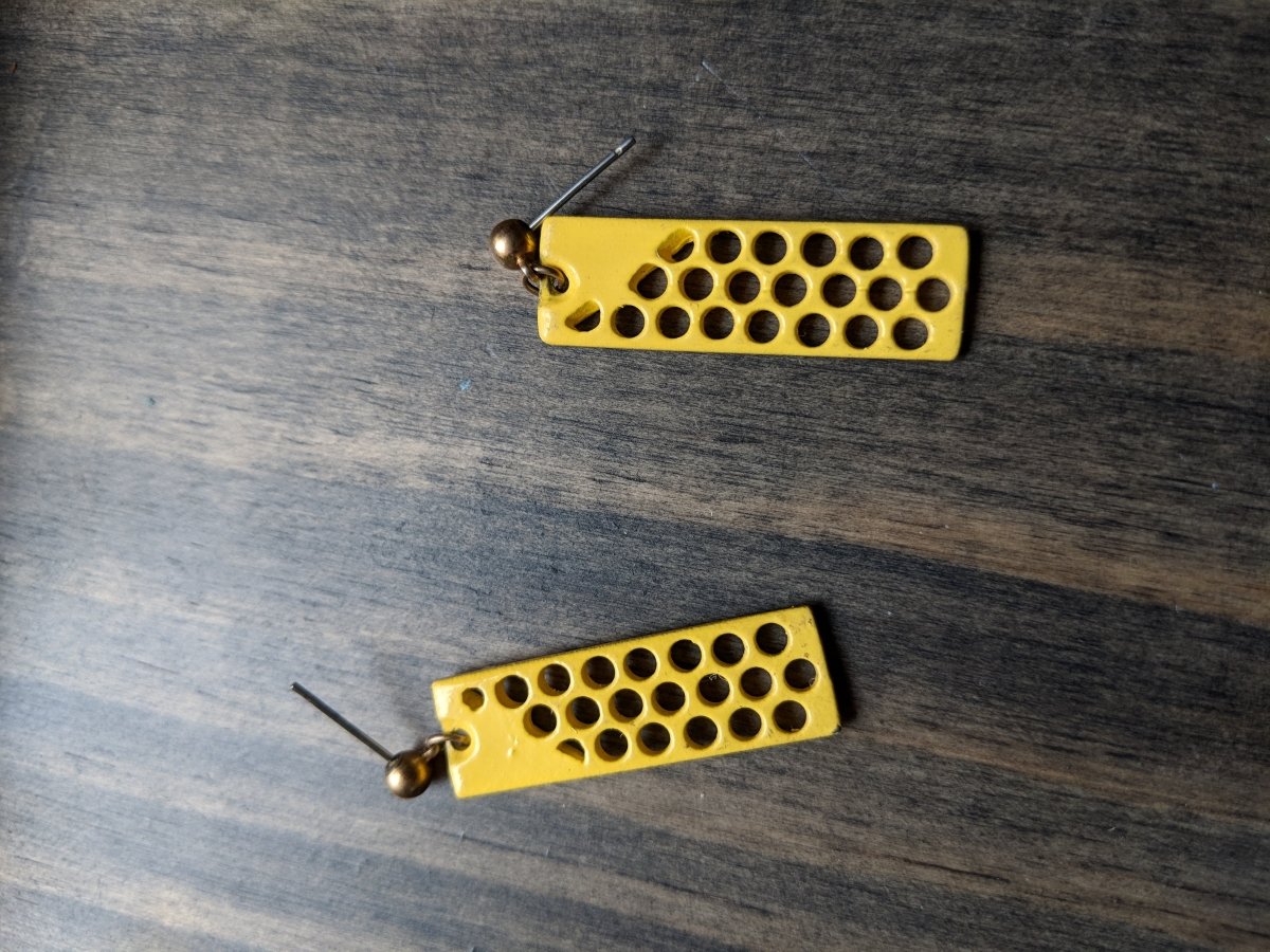 Vintage 80s/90s Geometric Yellow Dangle Earrings - Dirty30 Vintage