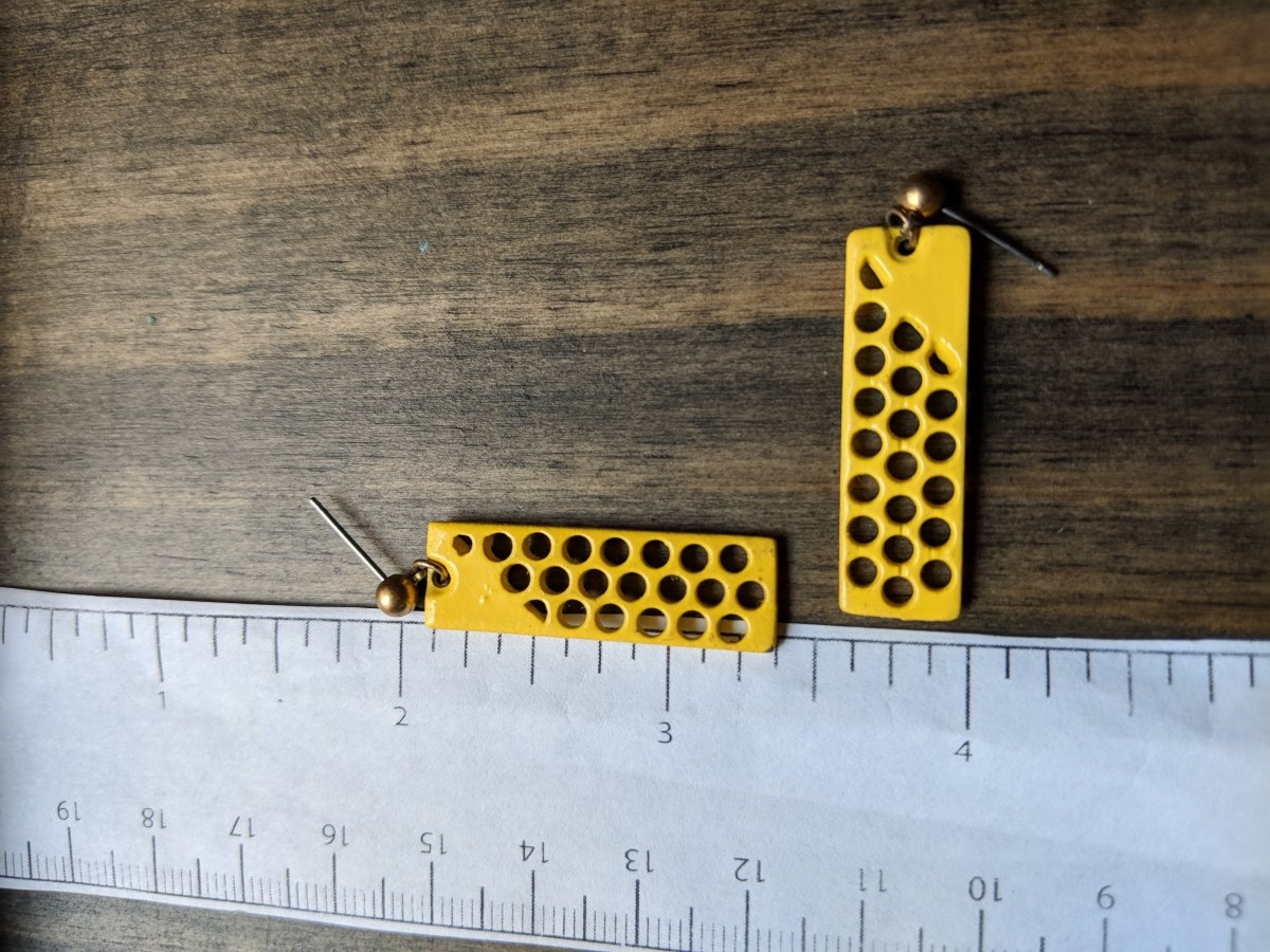Vintage 80s/90s Geometric Yellow Dangle Earrings - Dirty30 Vintage