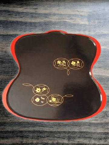Vintage Black & Red Japanese Serving Display Tray Gold Ornamental Modern Design - Dirty30 Vintage