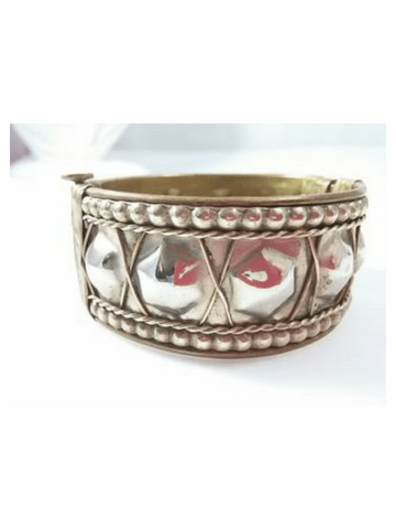 Vintage Bracelet Bangle Brass Tone Push Pin Hinged Cuff Bold - Dirty30 Vintage