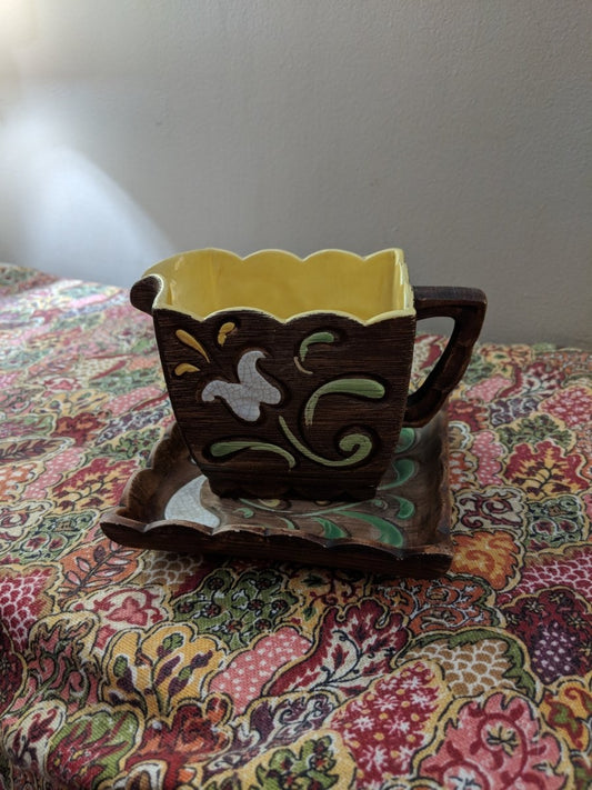 Vintage Brayton Laguna Brown Ceramic Pottery Creamer and Decorative Dish - Dirty30 Vintage