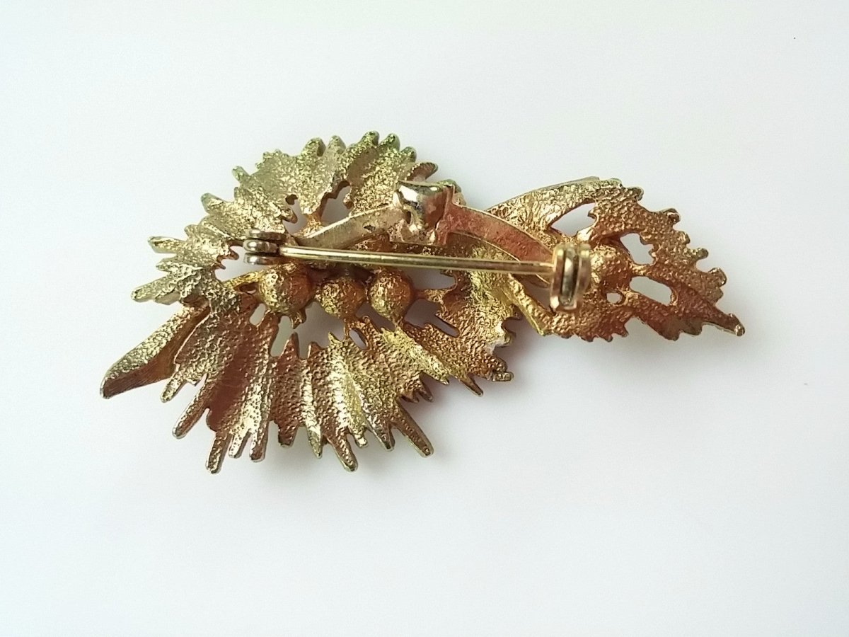 Vintage Brooch Mid Century Modern Abstract Two Tone Starburst Pearl Center - Dirty30 Vintage
