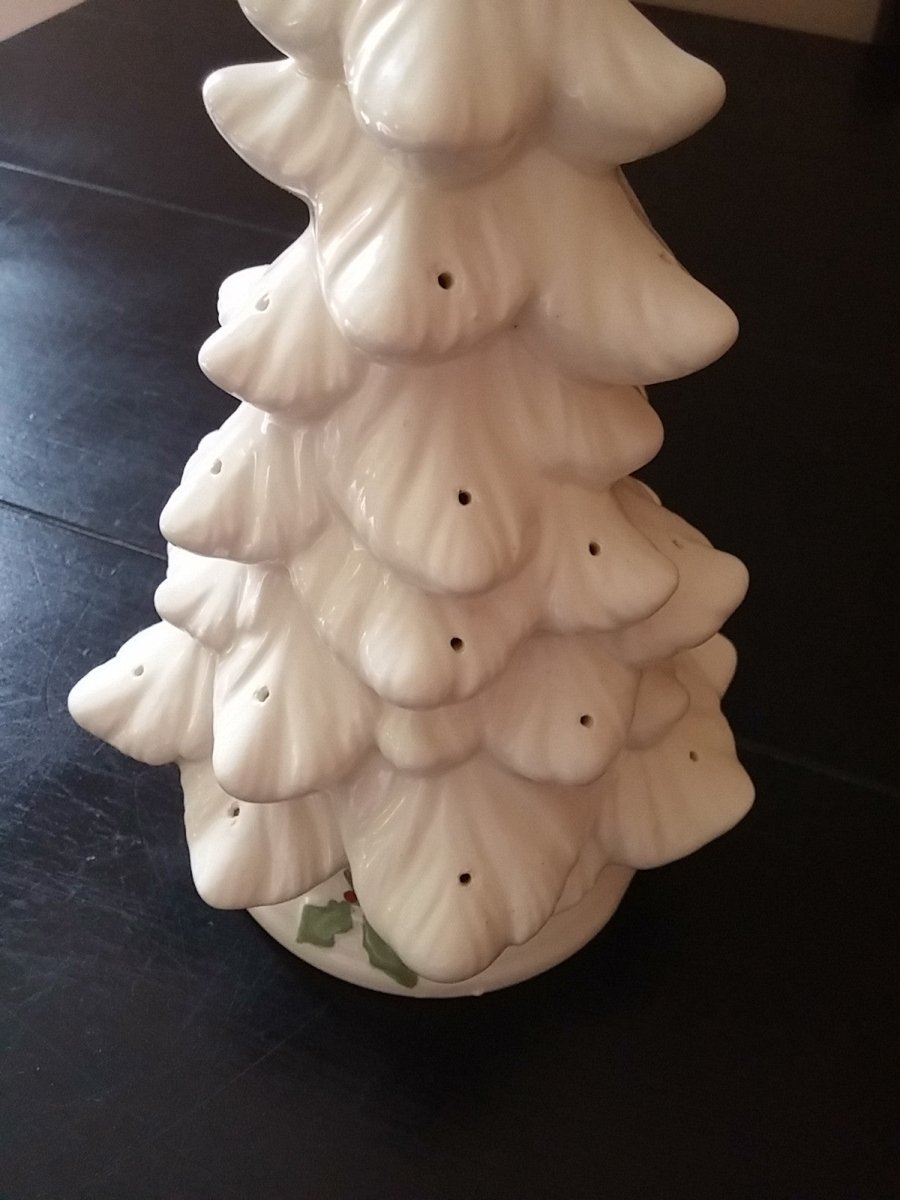 Vintage Ceramic 9" Christmas Tree White - No base - Dirty30 Vintage