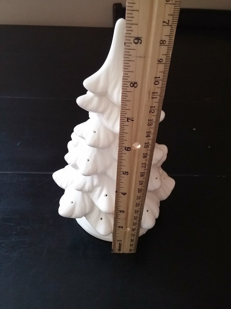 Vintage Ceramic 9" Christmas Tree White - No base - Dirty30 Vintage