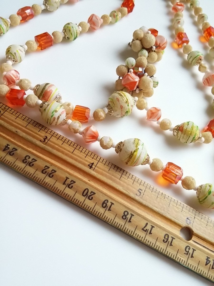 Vintage Japan Double Strand Necklace & Earring Set - Dirty30 Vintage