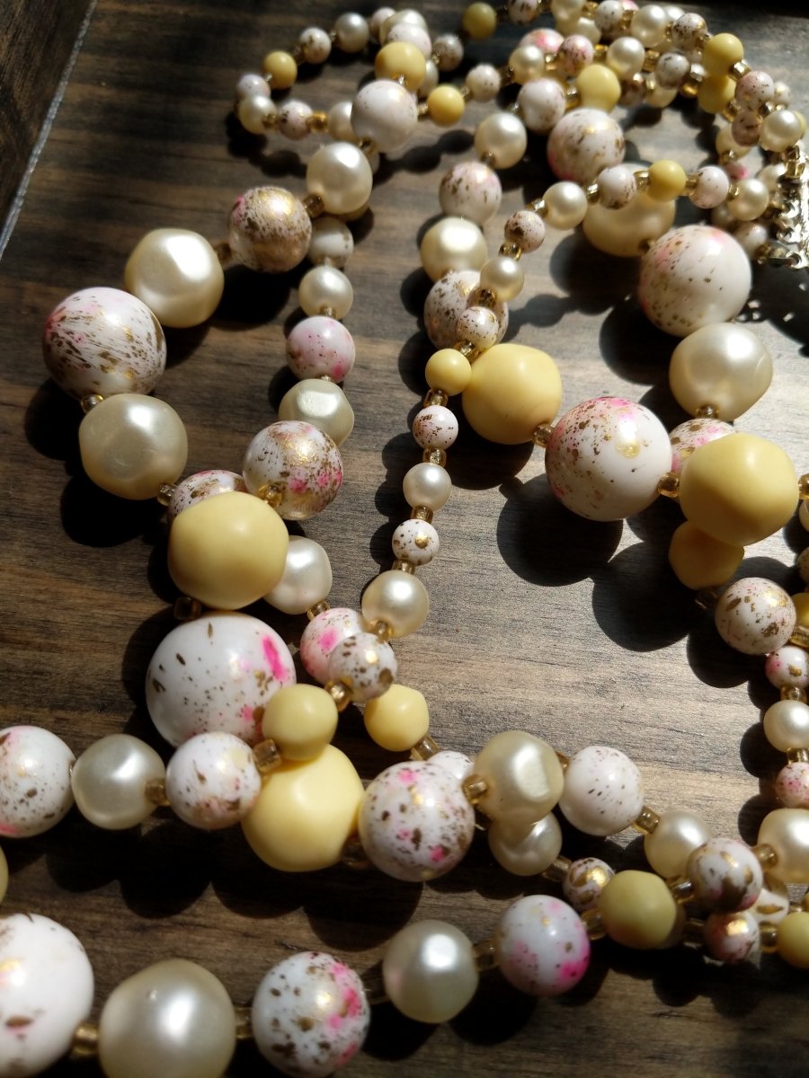 Vintage Necklace 5 Strand Shades of Yellow - Dirty30 Vintage
