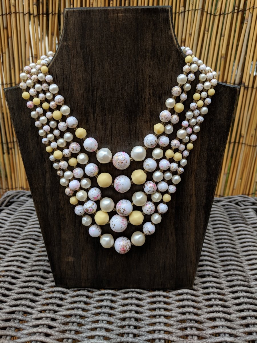 Vintage Necklace 5 Strand Shades of Yellow - Dirty30 Vintage
